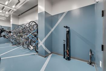 Bike room with repair station
